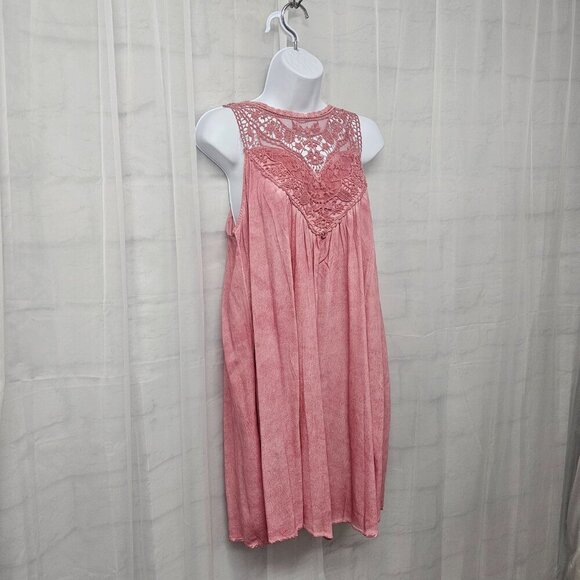 Kori America Pink Sleeveless Lace Mini Dress Boho Coquette S - Picture 4 of 11